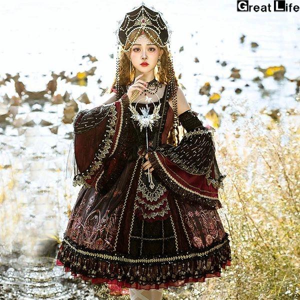 ロリータ ワンピース コスチューム メイド服 ゴスロリ ロリータワンピース 華やか メイド 豪華セット レディース 姫袖 姫ロリ 甘ロリ ゴシック ゴスロリ おと