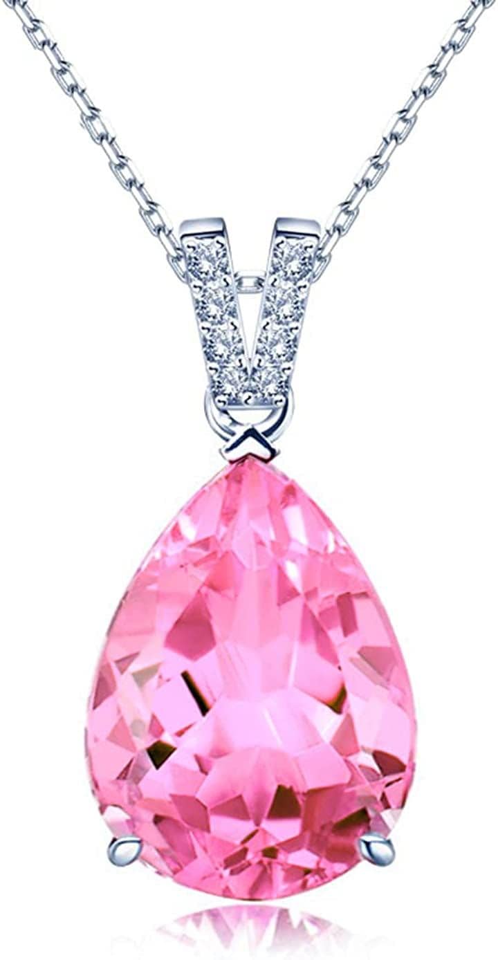 誕生石 LUCKY レディース 925シルバー ネックレス ペンダント( 10月 誕生石 合成ピンクトルマリン)