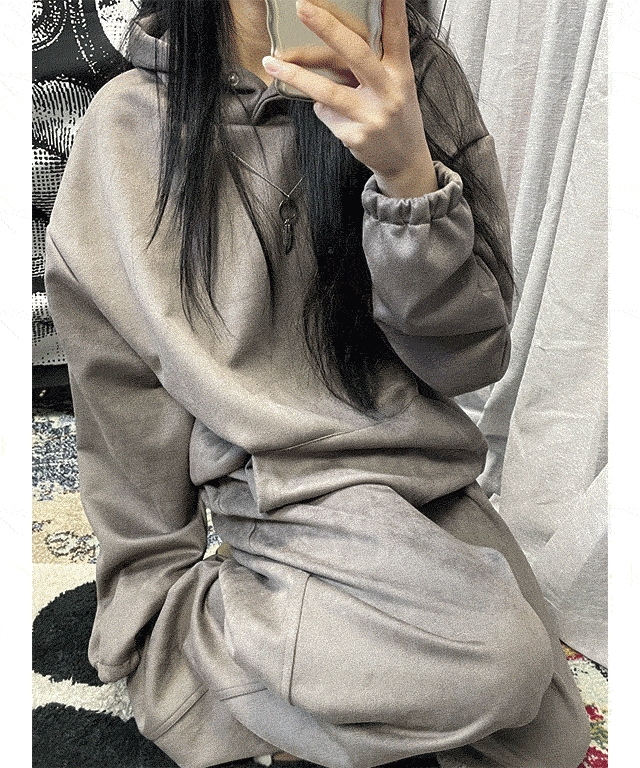 [Set-up] Suede snap hood (2colors)
