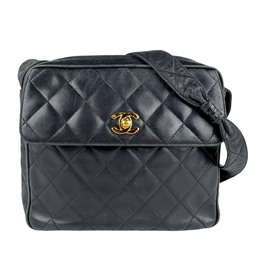 シャネル CHANEL ショルダーバッグ ラムスキン ブラック ゴールド レディース z5731