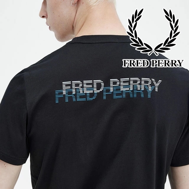 フレッドペリー Tシャツ メンズ プリントティーシャツ 半袖 トップス コットン100％ ウェア 服 アパレル カジュアル ロゴ M7831 102 ブラック 黒