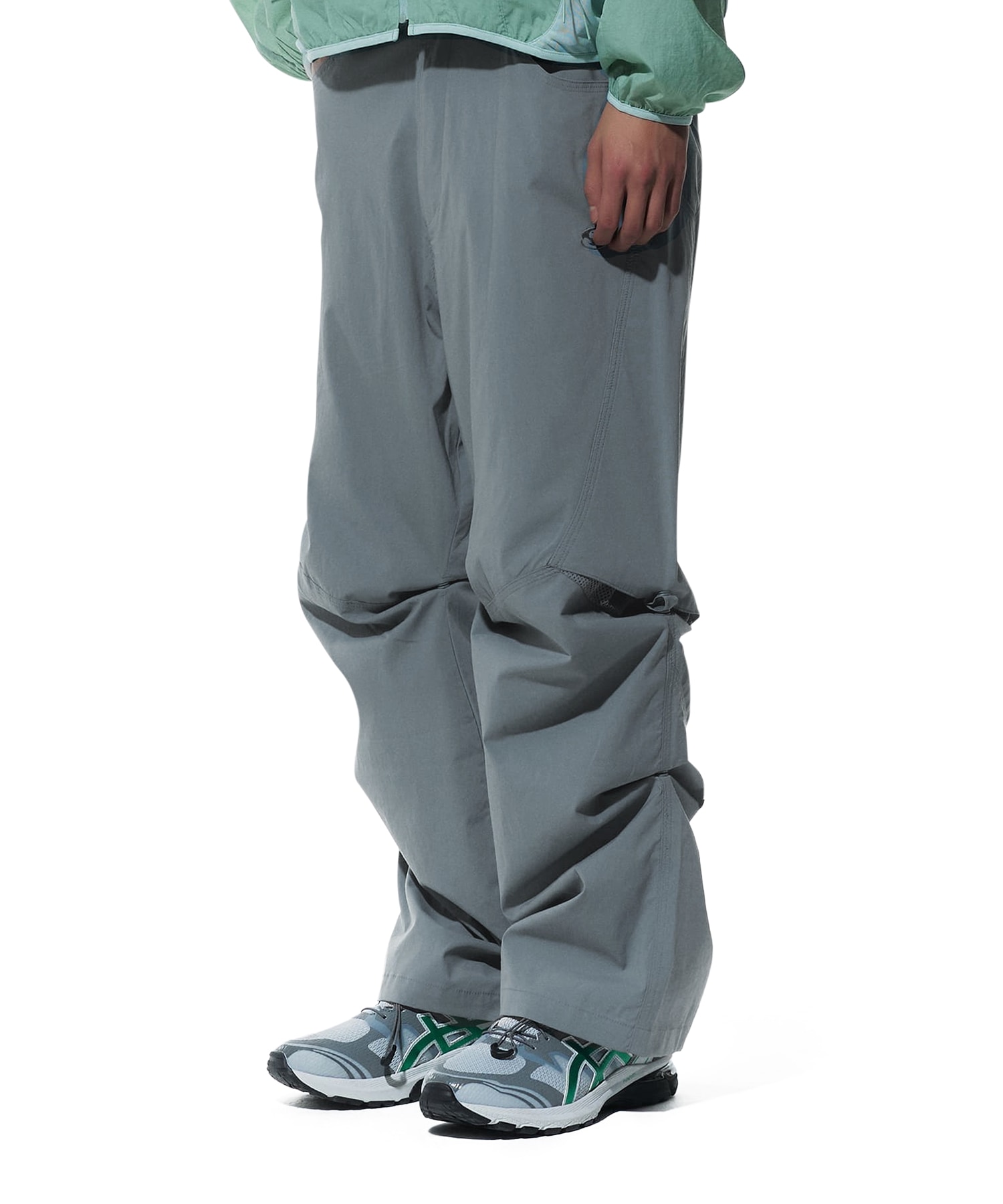 【SANSANGEAR】 24SS SNAP STRETCH PANTS : GREEN GREY