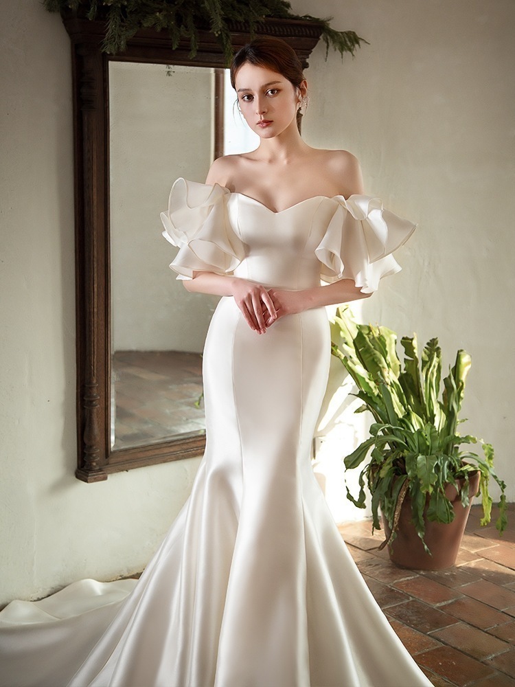 【高.品.質】2024 新作 高級感 気質 ワンピース 結婚式 ドレス 花嫁ロングドレス 結婚式ワンピース 韓国ファッション パーティードレス ウェディングドレス 白28