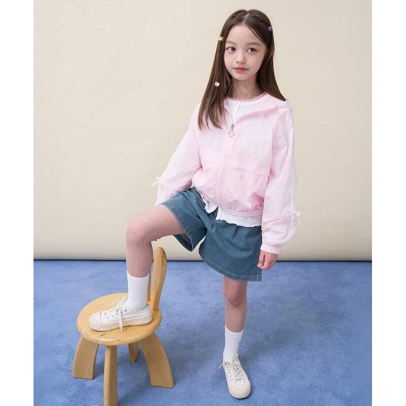 ビーンポールキッズ BEANPOLE KIDS 女の子用 リボンアクセント 軽量ジャンパー ライトピンク (BI6239G02Y) BI6239G02Y 377086