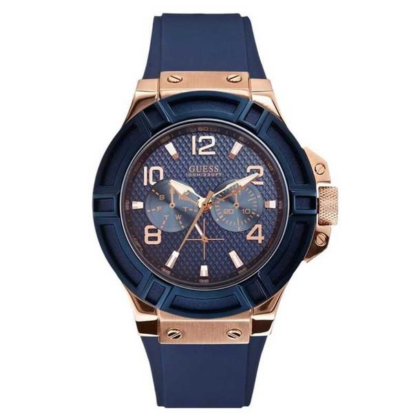 Guess W0247G3 Multi-Function Blue Dial Blue Silicone Men s Watch