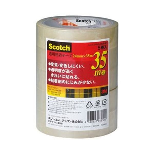 （まとめ）3M スコッチ 透明粘着テープ24mm×35m 500-3-2435-5P 1パック（5巻）(×20セット) 11,514円