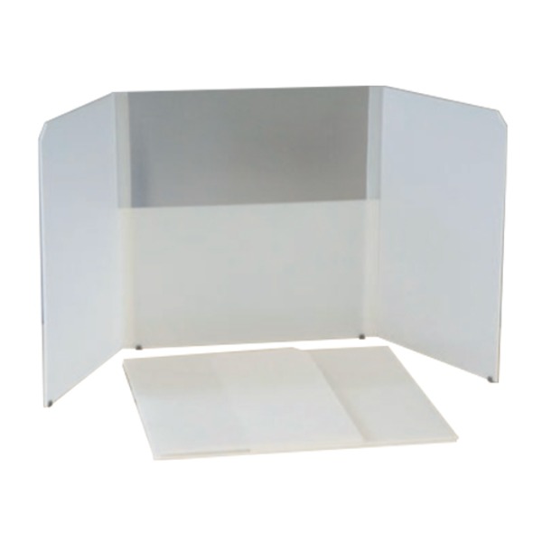 (飛沫防止) 折りたたみ卓上パーテーション/衝立 (両サイド59型 透明窓付) 抗菌剤 アルコール除菌可 日本製 モバイルウォール