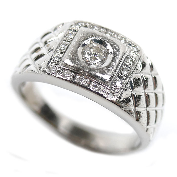 Pt900プラチナ リング・指輪 ダイヤモンド0.25ct 20号 12.5g メンズ 中古