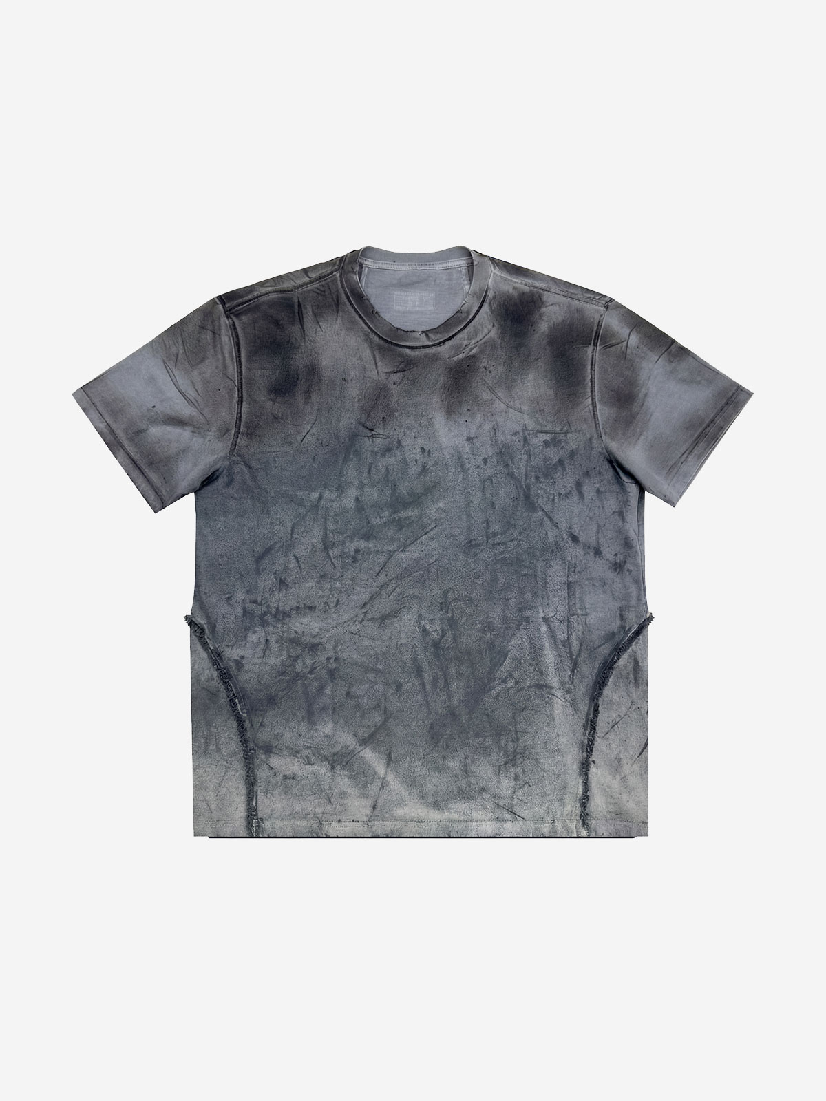 【BLR】26SS Oil Wash Cut-Off Logo Short Sleeve T-Shirt Dark Grey