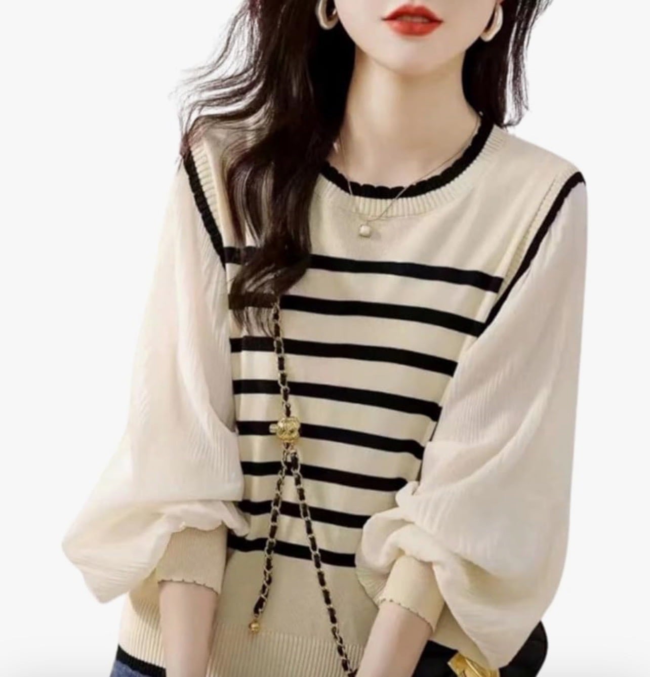 レディース トップス 春 ニット ボーダー セーター チュニック