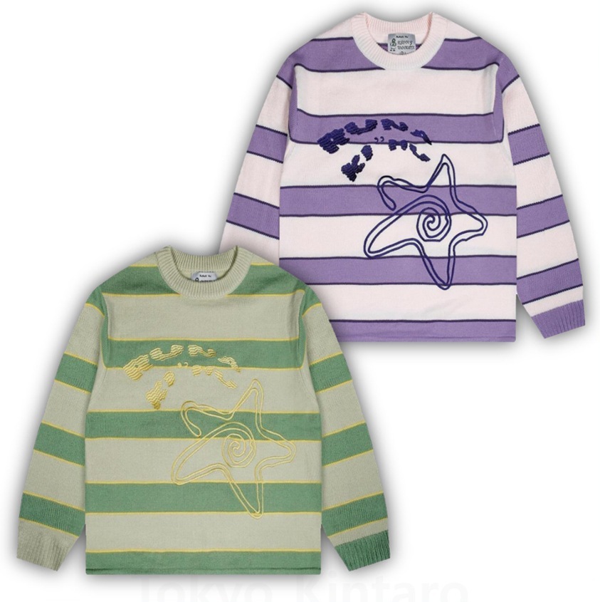 (W) DRUNKEN STAR STRIPE PULLOVER KNIT (WXK016)