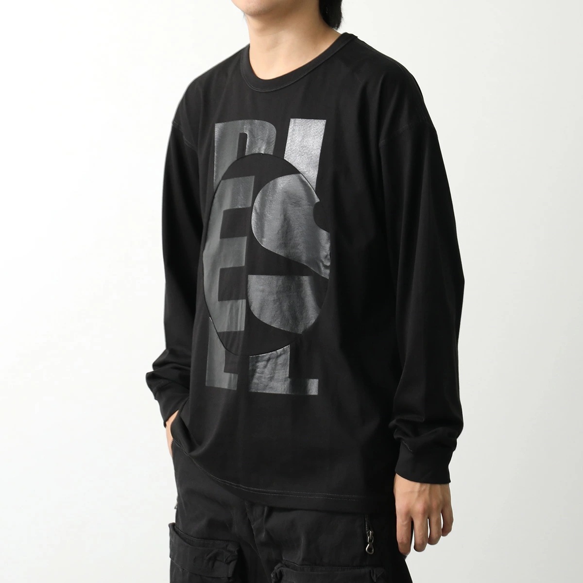DIESEL ディーゼル 長袖 Tシャツ T-BOXT-LS-CIRCLE A14167 0NIAX メンズ クルーネック カットソー ロンT サークルロゴ 9XX