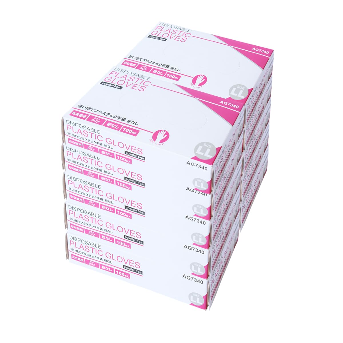 [ACE] 【まとめ買い】エース プラスチック手袋 使い捨て手袋 10箱(1000枚)セット パウダーフリー LLサイズ AG7340