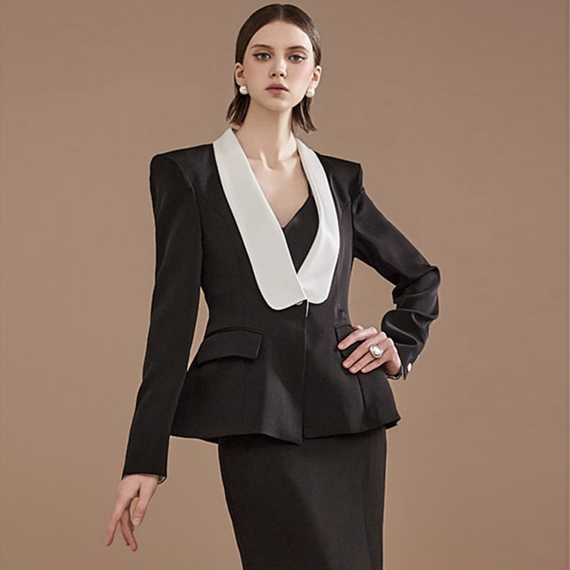 J2217 ショールカラー 配色 シングル ジャケット