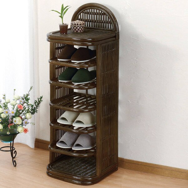 スリッパラック 6段 籐 ラタン製 幅35cm スリッパ立て スリッパスタンド スリッパ入れ スリッパ 収納 ルームシューズ ラック 玄関収納 下駄箱 収納ラック