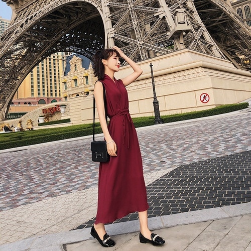 A1234　ママ服　ノースリーブロングワンピース