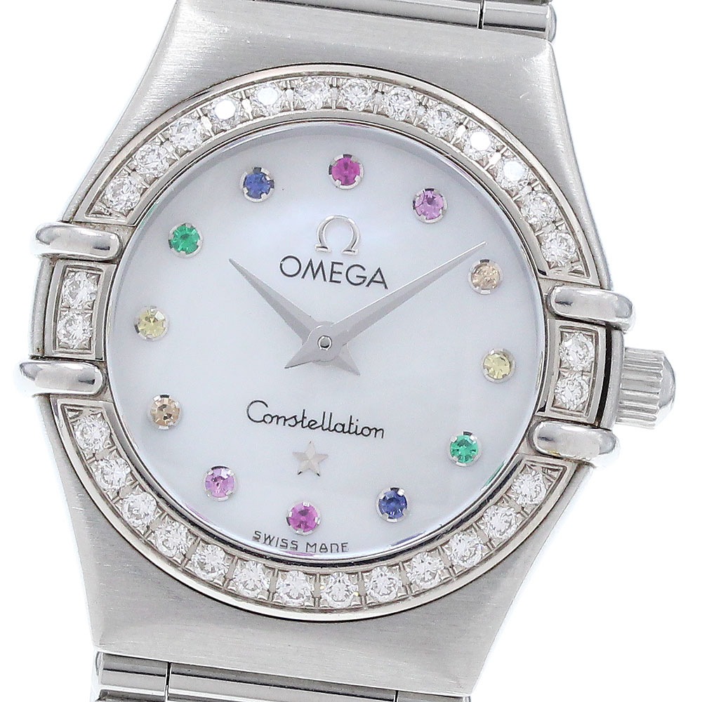 訳あり オメガ OMEGA 1460.79 コンステレーションミニ マイチョイス アイリス カラーストーン ダイヤベゼル クォーツ レディース _606171【中古】