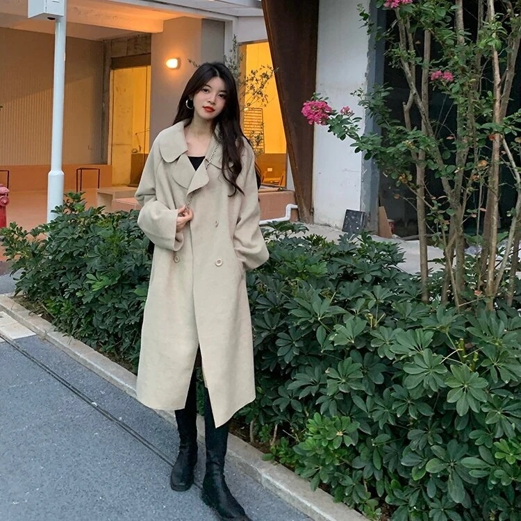 アウター レディース ロングコート コート トレンチコート ロング丈 ロング 長袖 フロントボタン ボタン ダブルプレスト エレガント カジュアル シンプル 無地 クラシカル クラシック シック