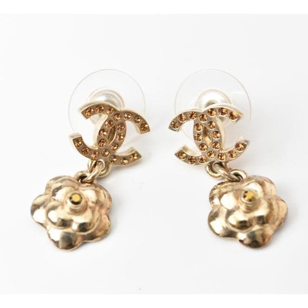 ピアス CHANEL ロゴ/CC ココマーク/カメリア スイング ゴールド/オレンジ