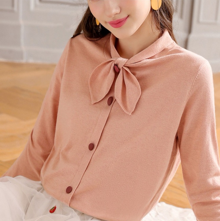 甘口コーデカーディガン ピンクショート丈カーディガン カジュアルニットセーター トップス ブラウス ニットソー セーター カーディガン ショート丈 袖あり 長袖 Uネック ラウンドネック スリム