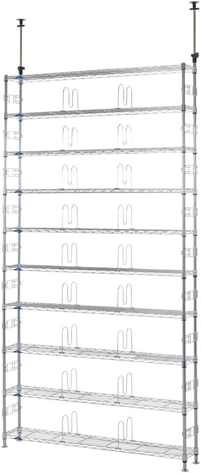 ルミナス MD120-10T 突っ張りテンションラック 本棚 大容量 ブックシェルフ(10段・幅122.5×奥行23×高220～280cm) MD12010T