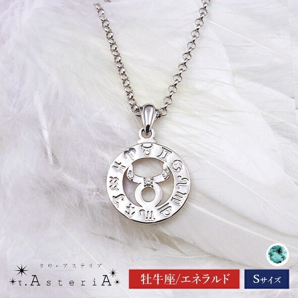 τ-Ast eri A SV タウアステリア ネックレス Sサイズ （ 牡牛座 星座守護石 エメラルド ） シルバー