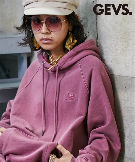 パーカー 綿100％ピグメント染チュニックパーカー GEVS. 大きいサイズ対応