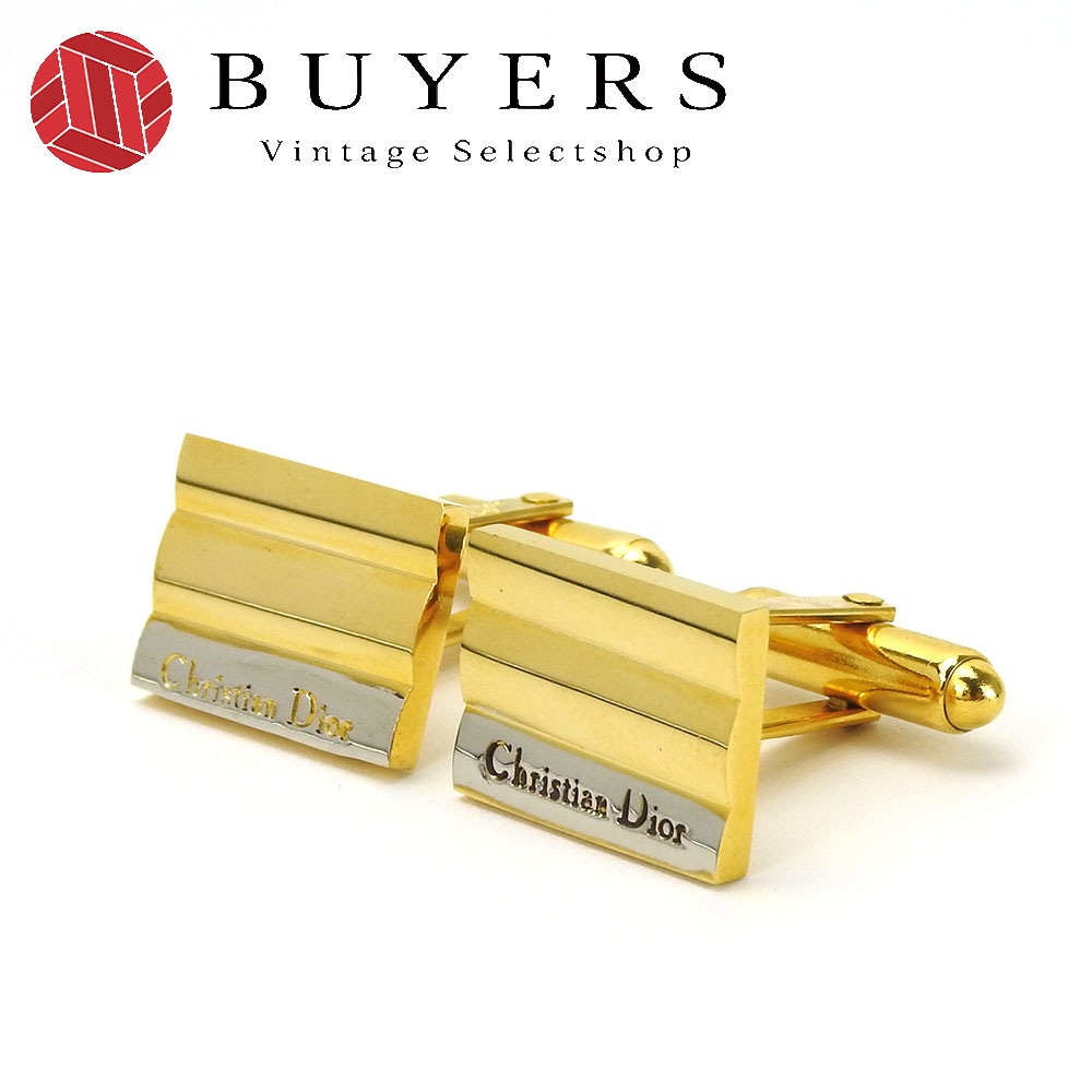 中古 クリスチャンディオール カフス ボタン GP ゴールド シルバー 小物 アクセサリー ジュエリー 大人 おしゃれ スーツ メンズ 男性 Christian Dior accessories
