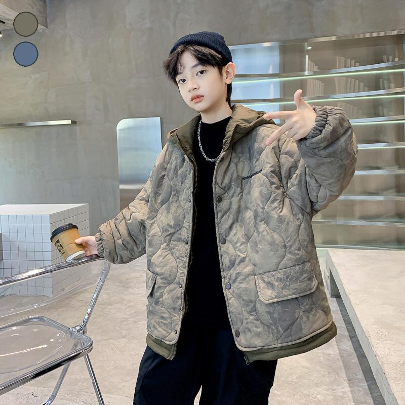 ダウンコート 子供 コート キッズ ダウンジャケット 男の子 オーバー フード付き ジャケット 可愛い オシャレ 厚手 防寒 冬 カーキ グレー