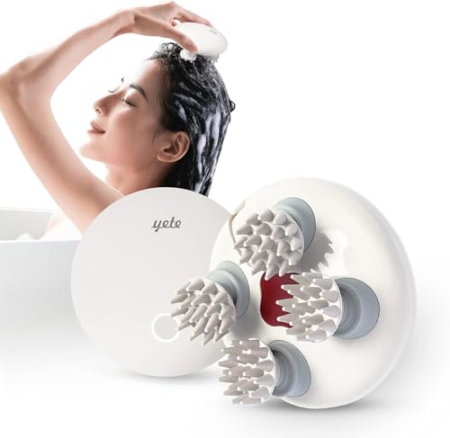 Yete ヘッドスパ 電動頭皮ブラシ IPX7防水 全身使用可能 頭皮エステ/フェイスケア 頭皮洗浄 家庭用 軽量 携帯便利 収納袋付属 敬老の日 誕生日プレゼント ギフト