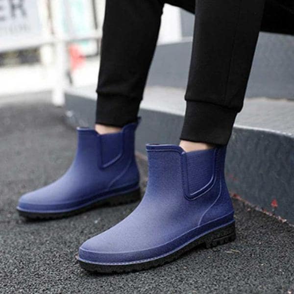 男子 防水 ゴム 靴 レイン ブーツ ファッション靴 足首 長靴