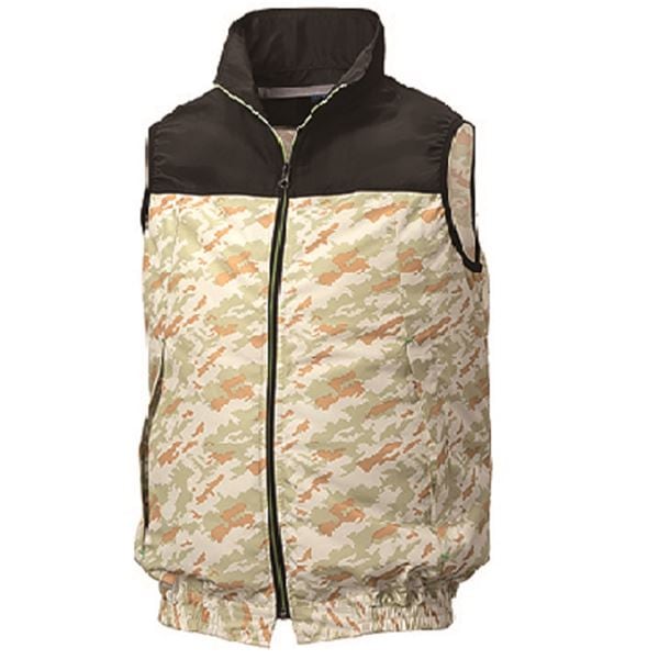 KU92020 空調服 ポリエステル製 カジュアルベスト 服のみ ブラックxサンドカモ LL