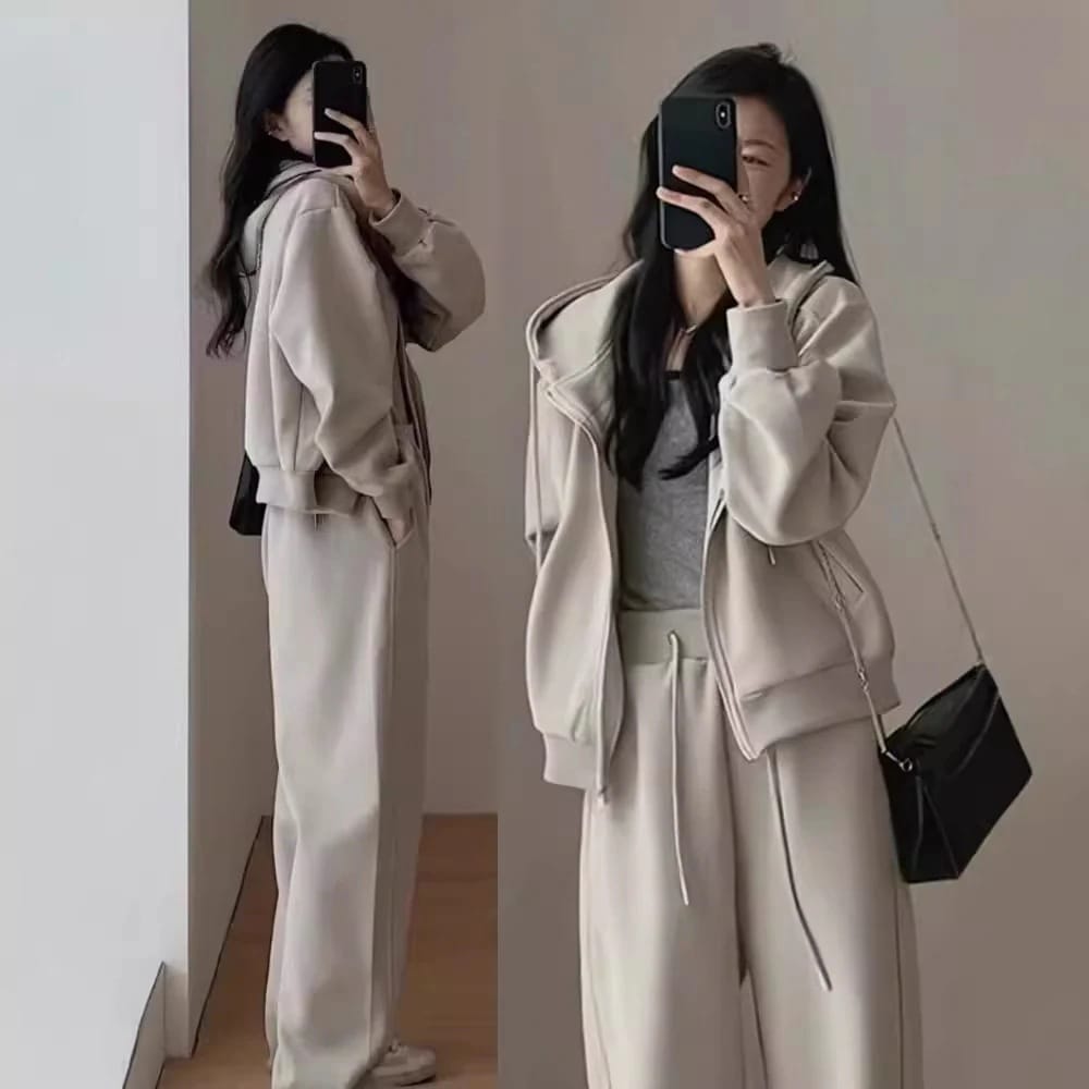 新作 シンプル 運動 セットアップ 着痩せ パーカー ワイドパンツ 二点セット レディースファッション 福袋 大きめサイズ スウエットセットアップ 5,419円