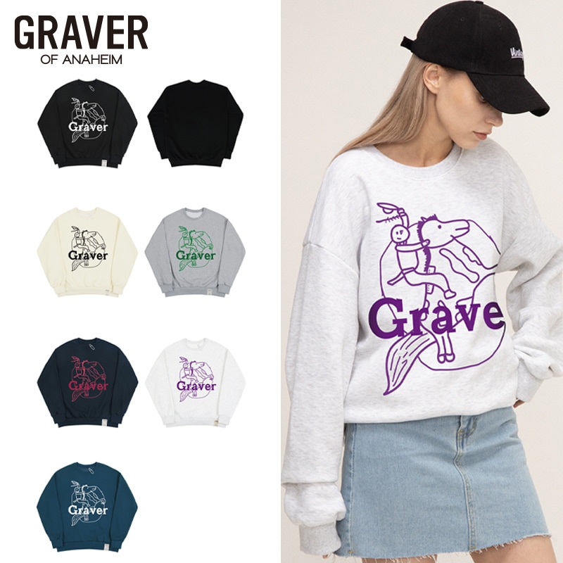 ビッグカウボーイ ドローイング ホワイトクリップ マンツーマンTシャツ_6color