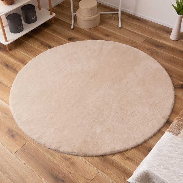 ラグ おしゃれ 円形 丸型 150cm サークル ラウンド ラグマット カーペット 敷き物 無地 ベージュ シンプル 合わせやすい インテリア シャギー 滑り止め 吸着