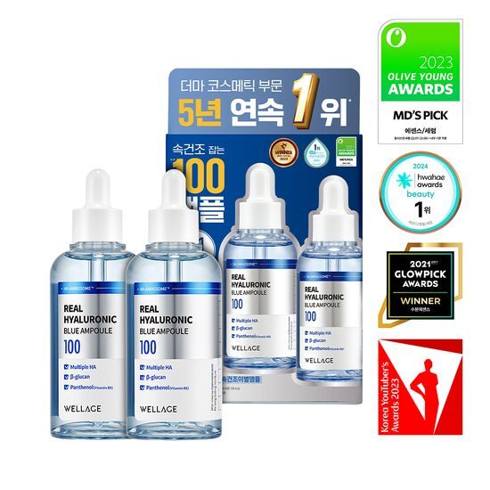 [1+1]リアル ヒアルロニック ブルー 100 アンプル 75ml+75ml/肌の鎮静と保湿効果