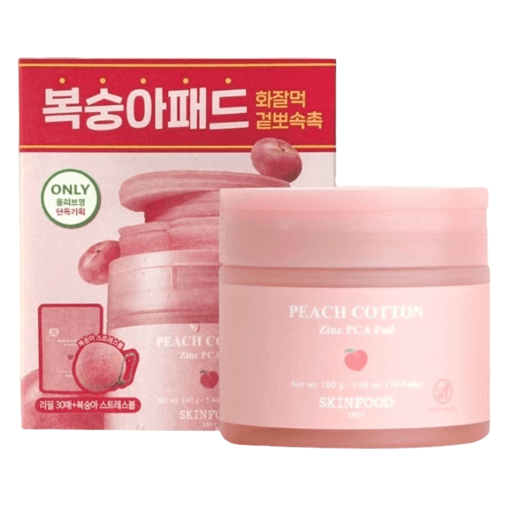 【NEW 毛穴皮脂ケア】 ピーチコットン ジンクPCA パッド 70枚＋30枚リフィル+ストレスボール キーリング/敏感肌 皮脂