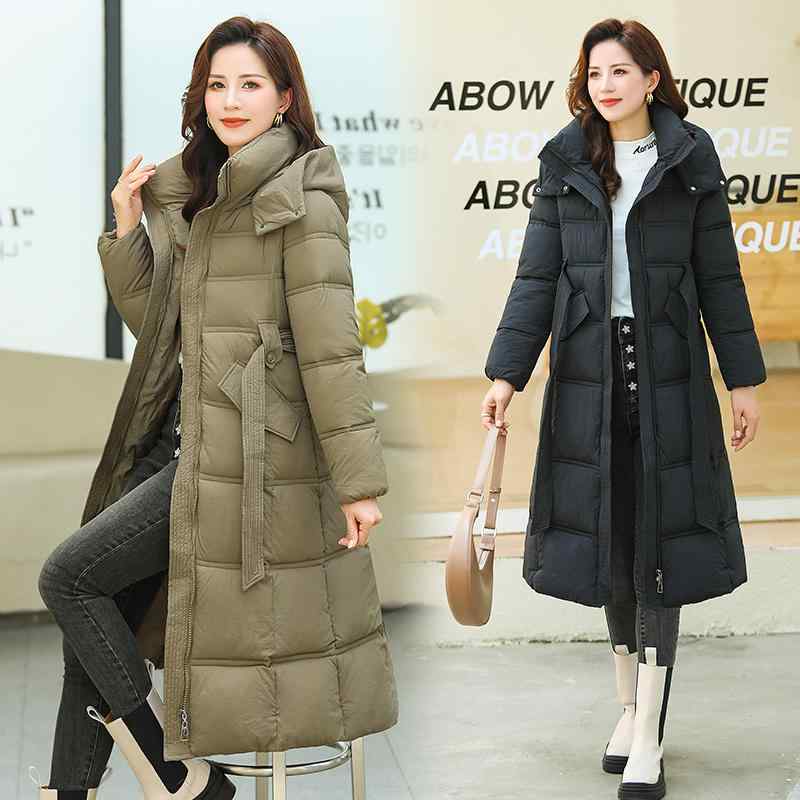 秋服 レディース ファッション オシャレ カワイイ シンプル 大人カワイイ 大きいサイズ フード付き ソリッドカラー スリムフィット 暖かい ダウン コットン ジャケット 冬 ニーハイ ミドル丈