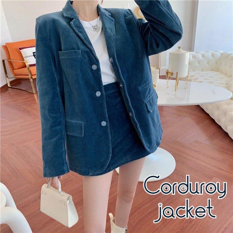 現品~ 2025年新品レディーステーラードジャケット長袖ライトアウターポケットコーデュロイシンプル無地おしゃれ上品大人かわいい婦人服女子出荷が早い
