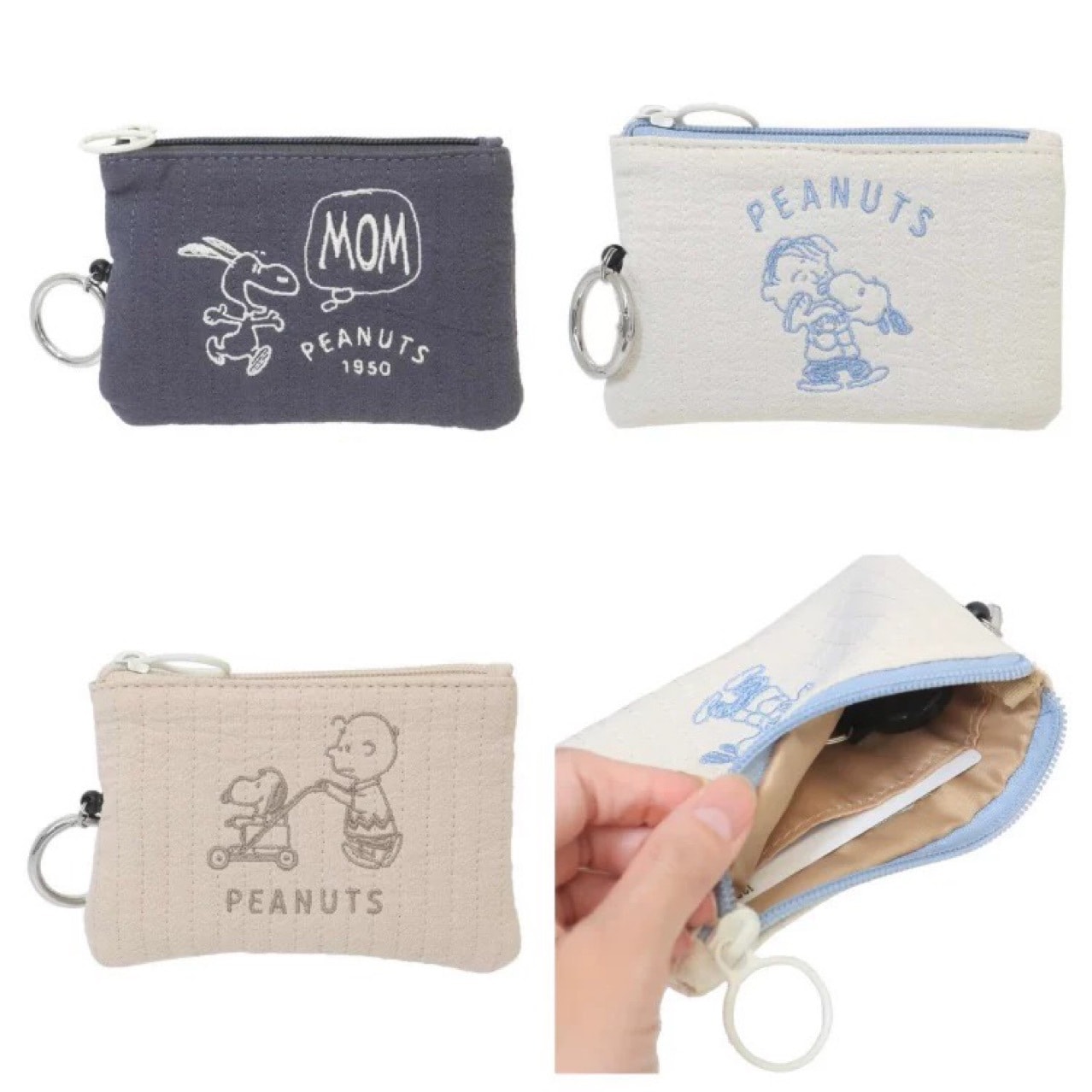 10個セット 刺繍柄コットン小銭入れカードケース伸縮式引き紐付き