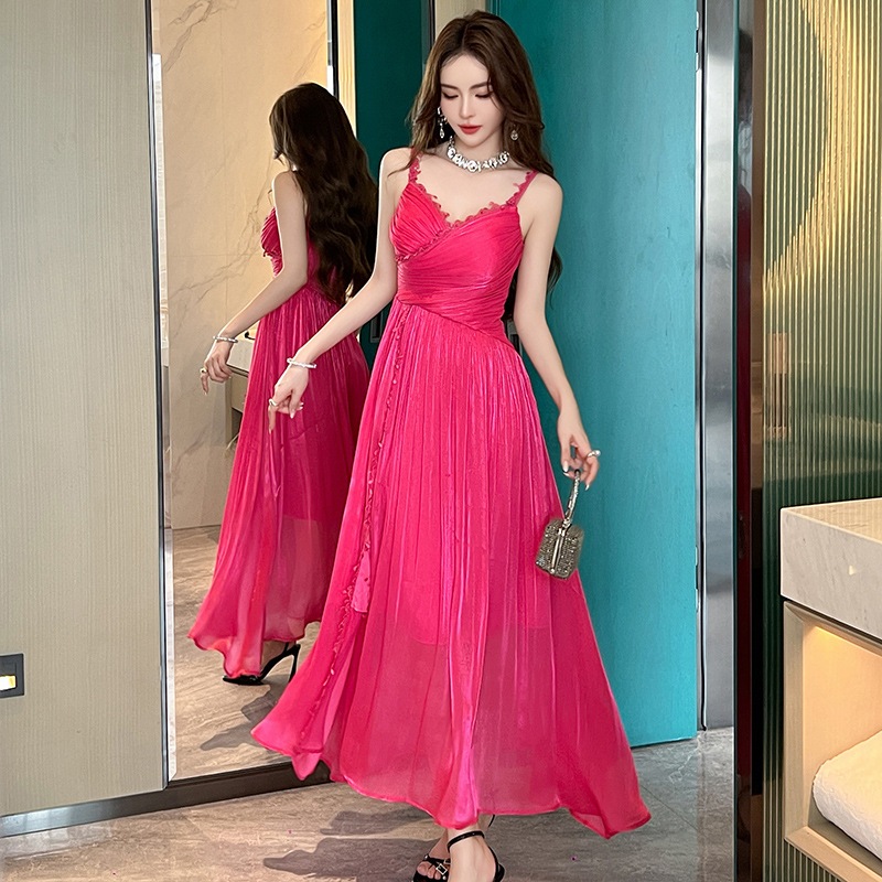 【JY.上品】 2024夏新品 キャミワンピース リゾート プリーツ 旅行 ドレス パーティー キャバ 大人 同窓会 披露宴 卒業式 結婚式 演奏会 ウェディング 二次会 メガ割 5,501円