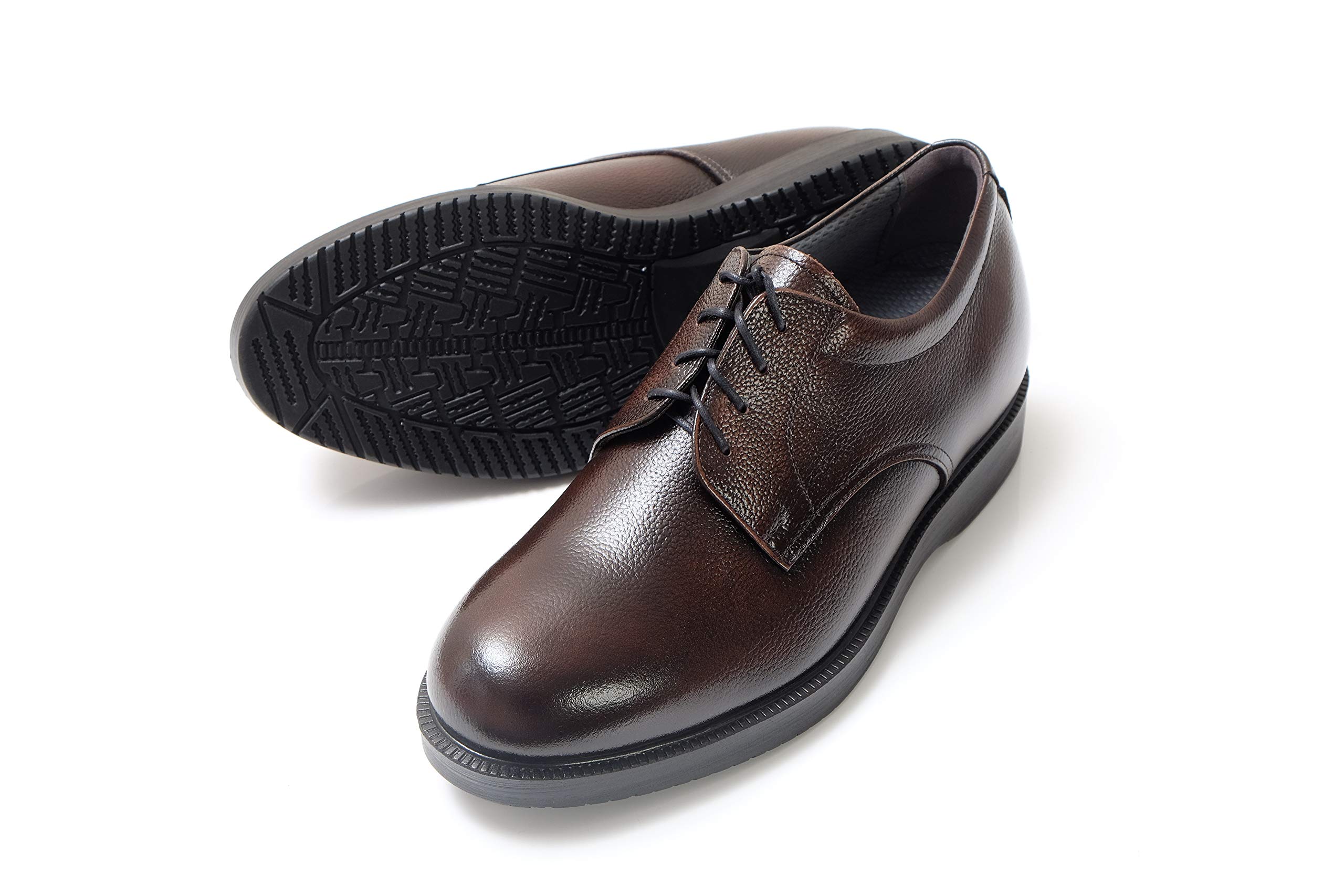 KITAJIMA(北嶋製靴工業所) メンズ 911シークレットシューズ ビジネス メンズ 本革 幅広 国産 柔らかい 革靴 外羽根 プレーン レースアップ 5.5cm 紐 911