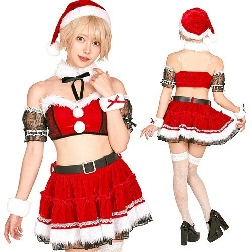SugarWhip レースビスチェサンタ ロイヤルレッド（レッド1着分のみ封入）[クリスマス イベント かわいい 衣装 仮装 トナカイ 冬 イブ]【_900962】