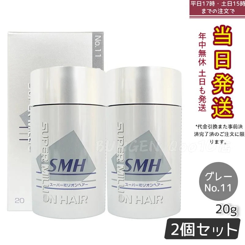 【2個セット】ルアン スーパーミリオンヘアー 20g No.11 グレー 髪 頭 薄毛隠し 薄毛 分け目 つむじ ボリューム 男性 女性 白髪かくし