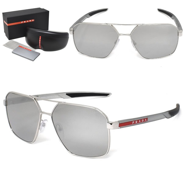 サングラス 0PS 55WS 1BC07F 60 リネア ロッサ サングラス グラサン メンズ シルバー ライトグレー ミラーシルバー