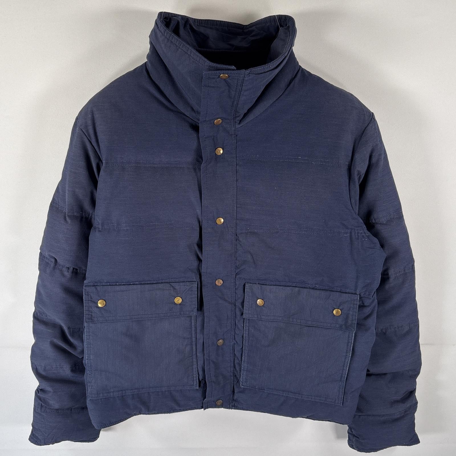 古着 70s～80s/70年代～80年代 ヴィンテージ USA製 ダウンジャケット ロケットタロンジップ XL ネイビー メンズ