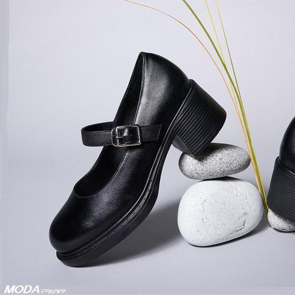 軽量クッションUPチャンキーメリージェーン女性パンプス2XWD45XB_GN