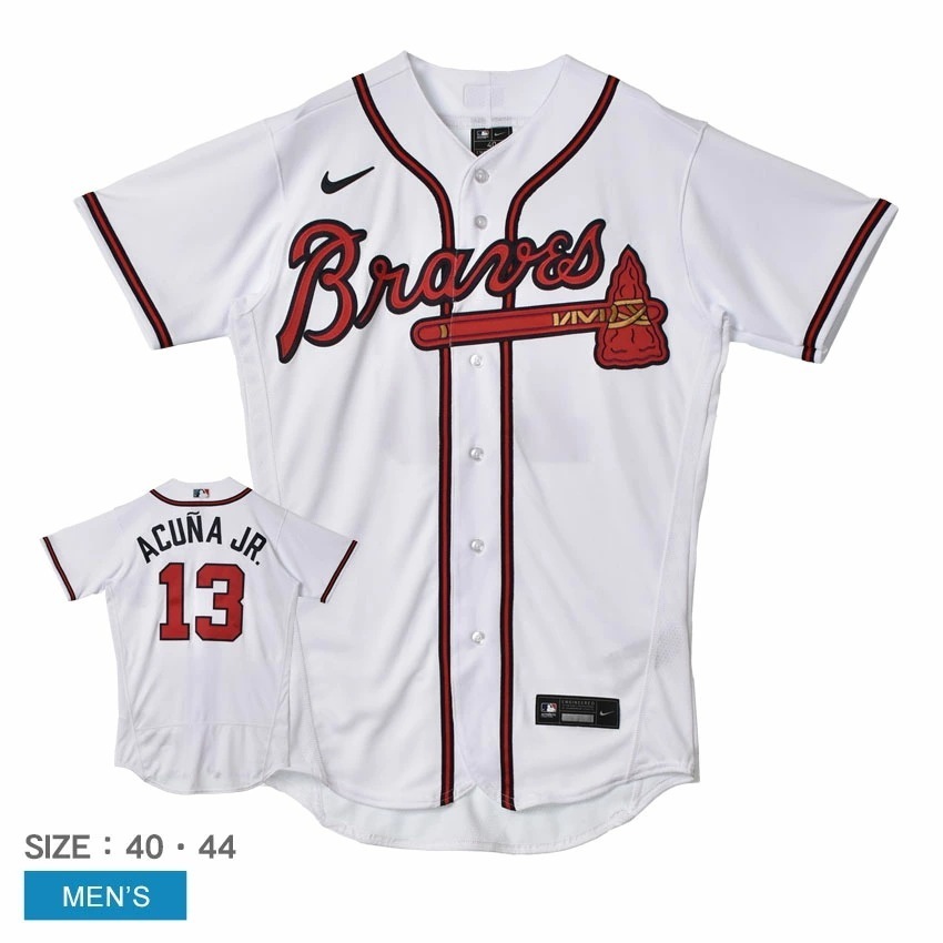 8900-AW1H-AW9-A13 メンズ ロナルドアクーニャ アトランタブレーブス MLB 半袖 メジャーリーグ 公式アイテム ベースボールシャツ ZSPO オーセンティック 野球