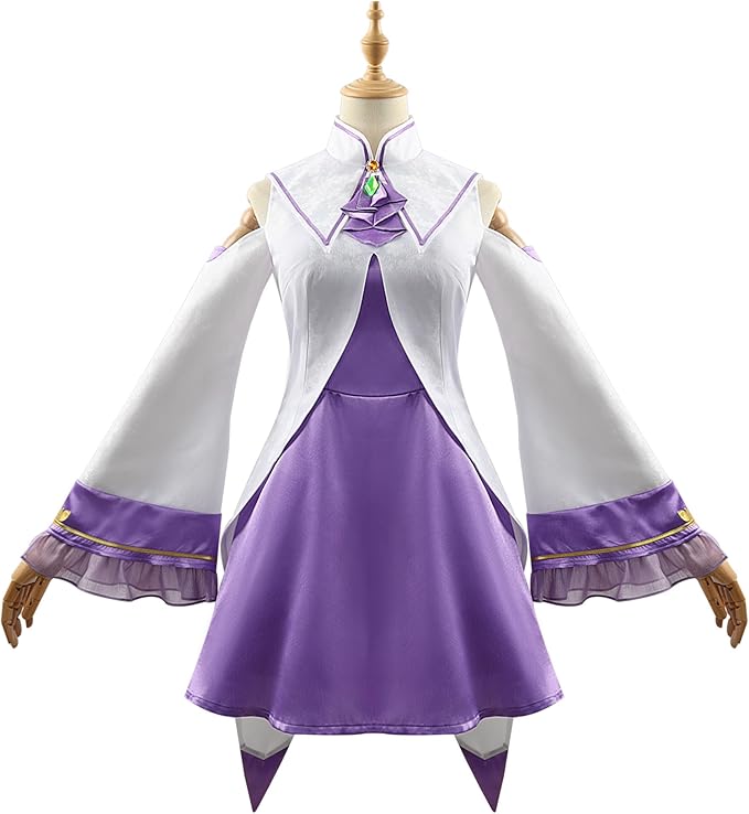 Re:０ エミリア コスプレ ウィッグ付き リゼロ 氷結の魔女 Emilia　コスプレ衣装 大人用 仮装 アニメ衣装 ハロウィン クリスマス イベント