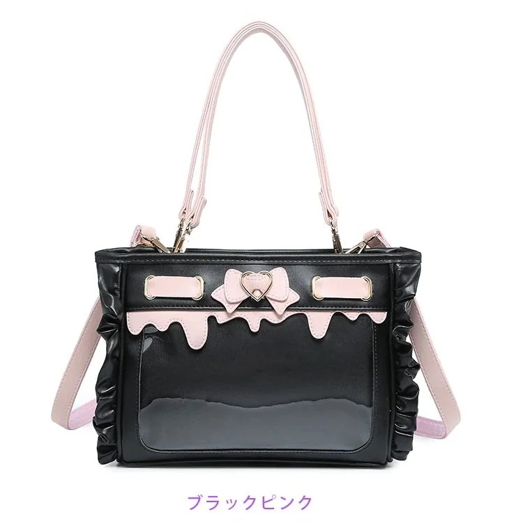 【迅速な出荷】ゆめかわ 全4カラー　フリル付き痛バッグ 痛バ レディース ショルダーバッグ 推し活 地雷系　ロリータ　ロリィタ　可愛い　かわいい 量産型 通学 韓国 ファッション ゆめかわいい